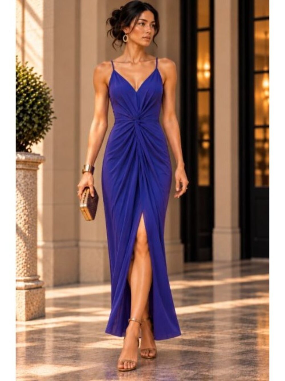 Amanda Uprichard Gown Twist Front Slit Formal Wedding Guest Glamour M